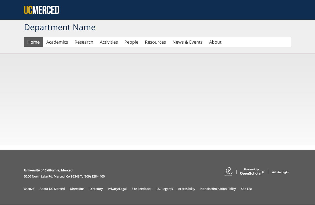 UC Merced Department template screenshot