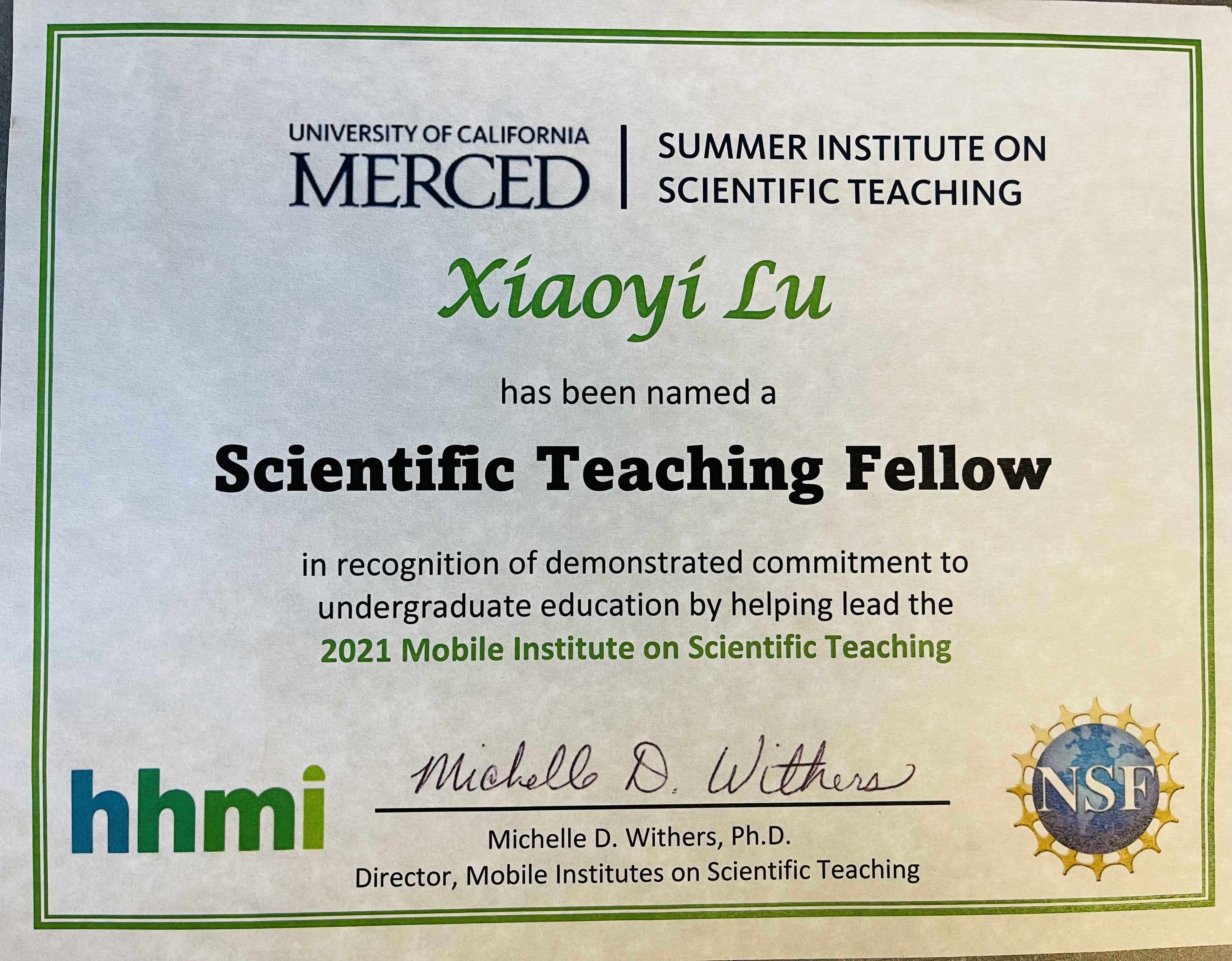 Dr. Lu's Scientific Teaching Fellow