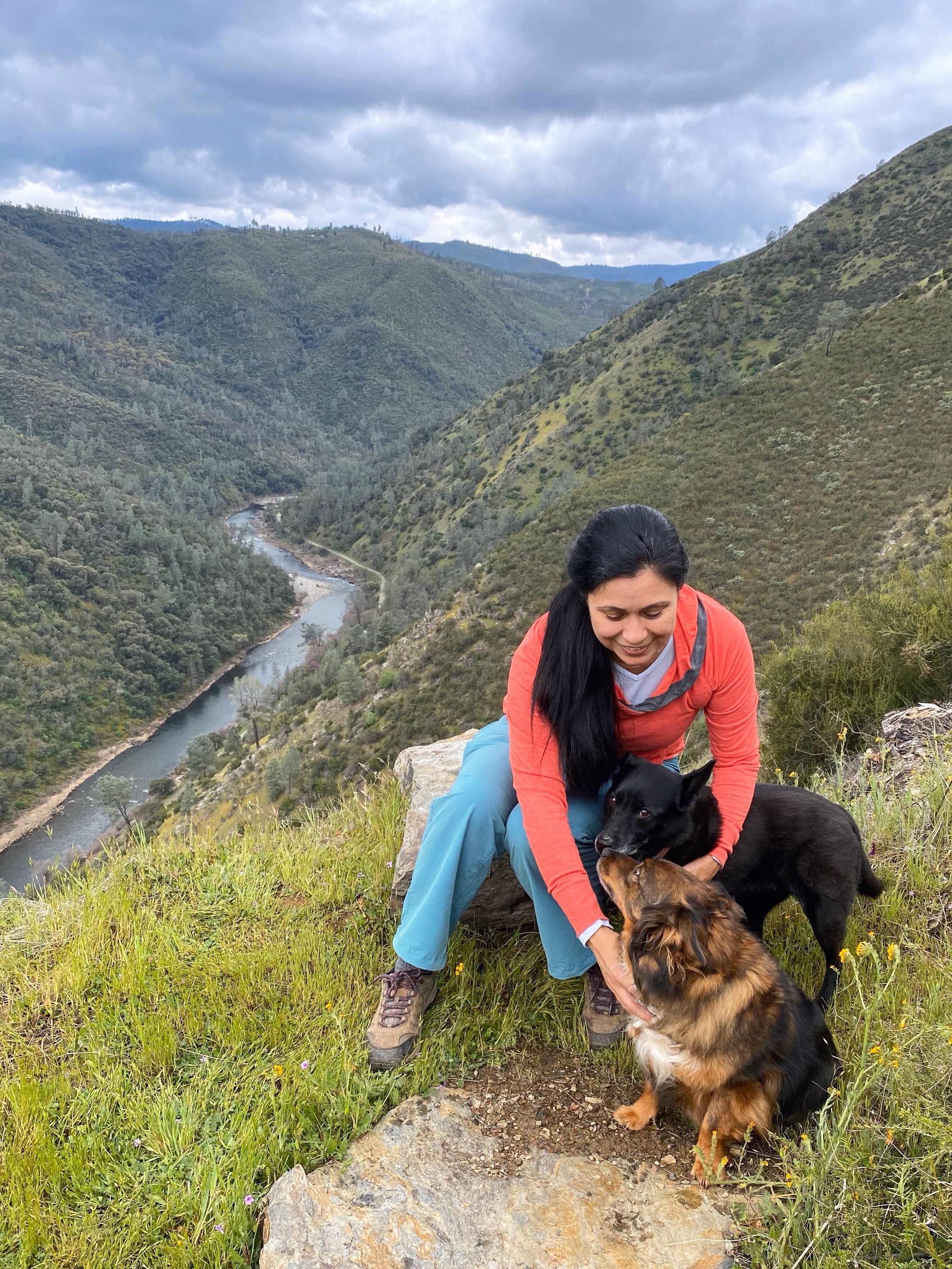 Zulema and two pups at Merced River